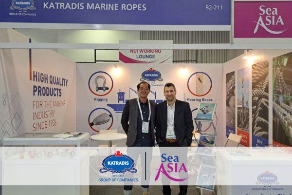 Two representatives from Katradis Group at Sea Asia 2025 booth