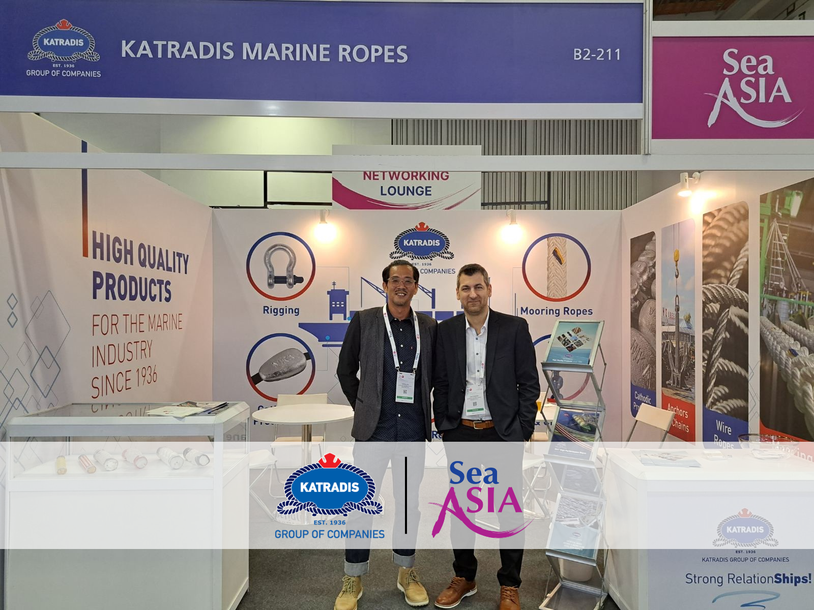 Two representatives from Katradis Group at Sea Asia 2025 booth