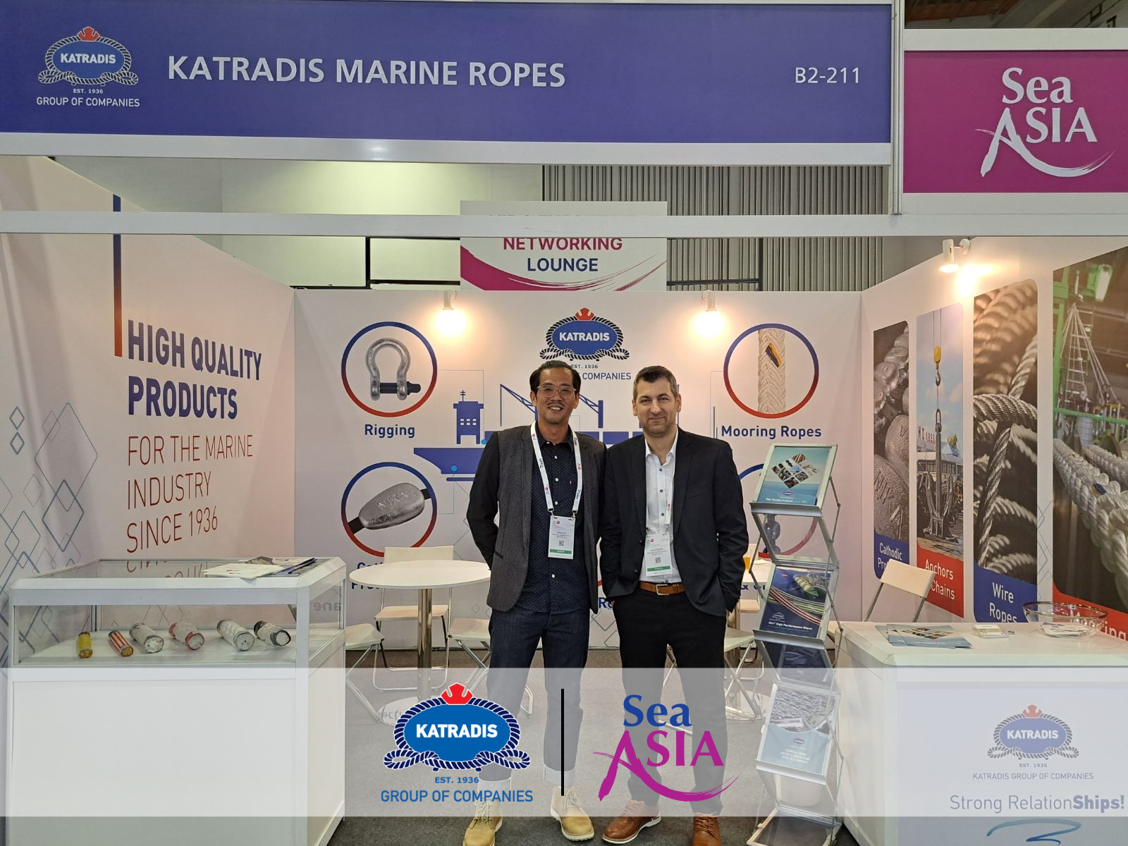 Two representatives from Katradis Group at Sea Asia 2025 booth